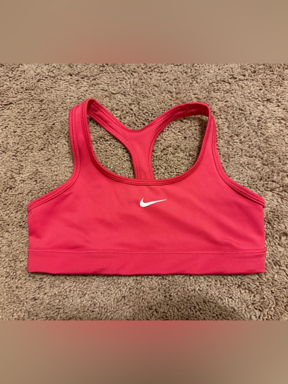 Nike Kid’s Hot Pink Racerback Sports Bra with White Swoosh
